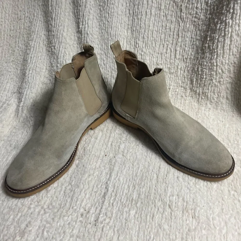 Steve Madden Men’s Highline Leather Suede Khaki Chelsea Boots SZ8M